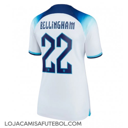 Camisa de Futebol Inglaterra Jude Bellingham #22 Equipamento Principal Mulheres Mundo 2022 Manga Curta